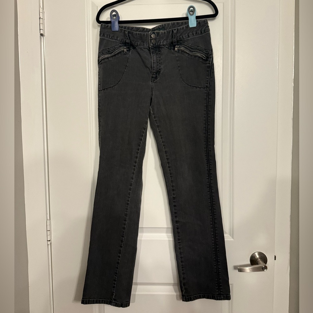 Ralph Lauren Women's Charcoal Grey Moto Style Bootcut Jeans Size 10